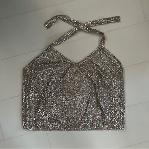 Zara Sequin Halter Top Size Large
